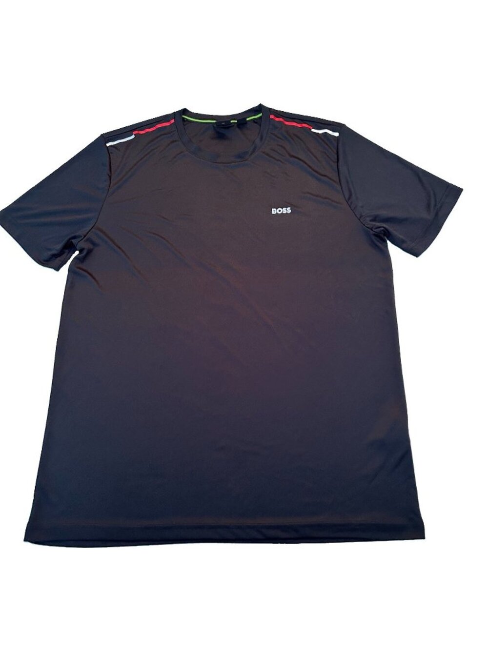 Hugo Boss Black Striped Tshirt Mens Size XXL Stretchy Short Sleeve Crew Neck